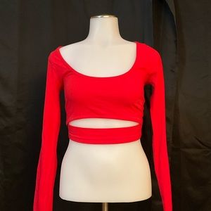 Garage Red Long Sleeve Crop Top